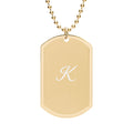Signature K Gold Dog Tag Necklace — Engraved 'K' Monogram Pendant with Chain