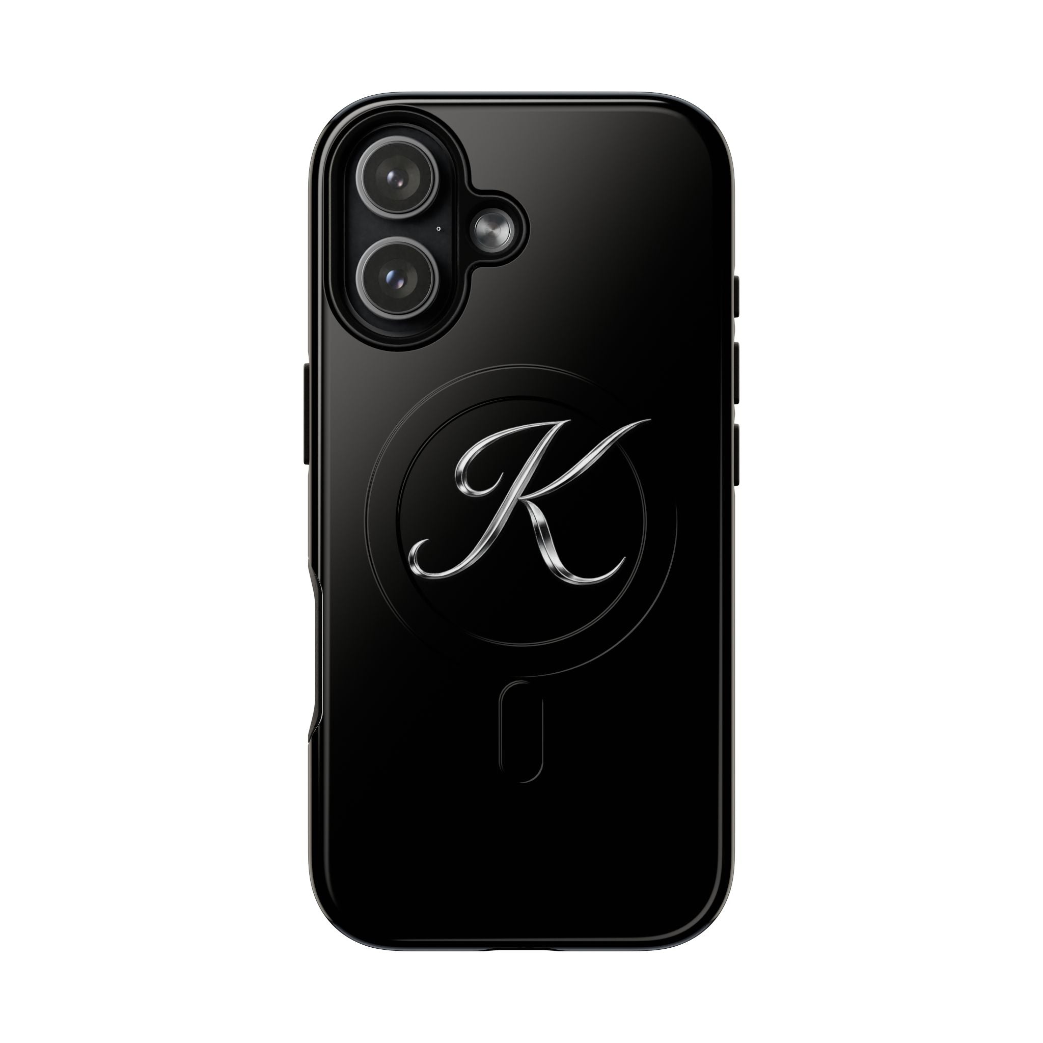 Signature 'K' Tough Magnetic Phone Case — Glossy Black Protective Cover
